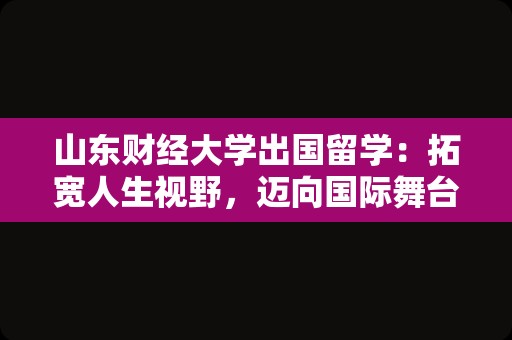 山东财经大学出国留学：拓宽人生视野，迈向国际舞台