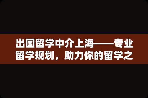 出国留学中介上海——专业留学规划，助力你的留学之路