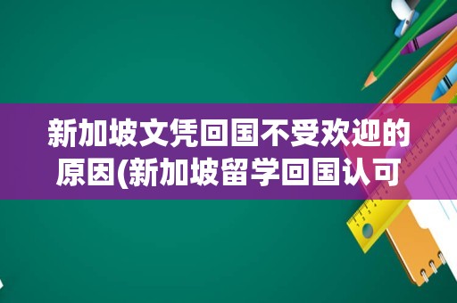 新加坡文凭回国不受欢迎的原因(新加坡留学回国认可度高吗)
