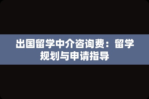 出国留学中介咨询费：留学规划与申请指导