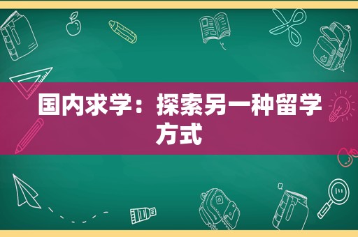 国内求学：探索另一种留学方式