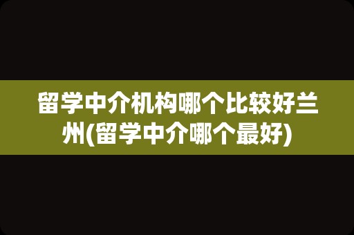 留学中介机构哪个比较好兰州(留学中介哪个最好)
