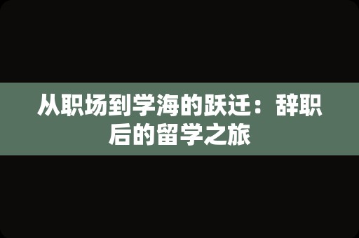 从职场到学海的跃迁：辞职后的留学之旅