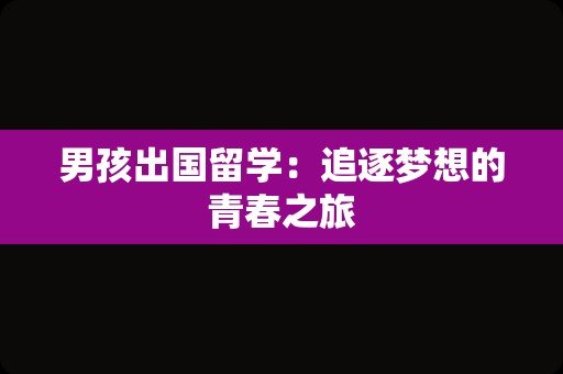 男孩出国留学：追逐梦想的青春之旅