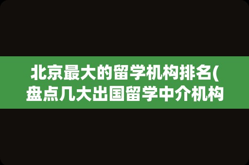 北京最大的留学机构排名(盘点几大出国留学中介机构)