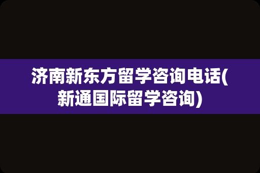 济南新东方留学咨询电话(新通国际留学咨询)