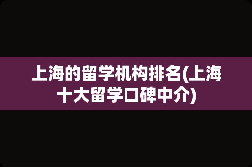 上海的留学机构排名(上海十大留学口碑中介)