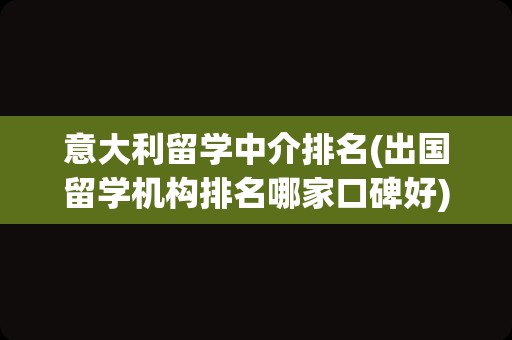 意大利留学中介排名(出国留学机构排名哪家口碑好)
